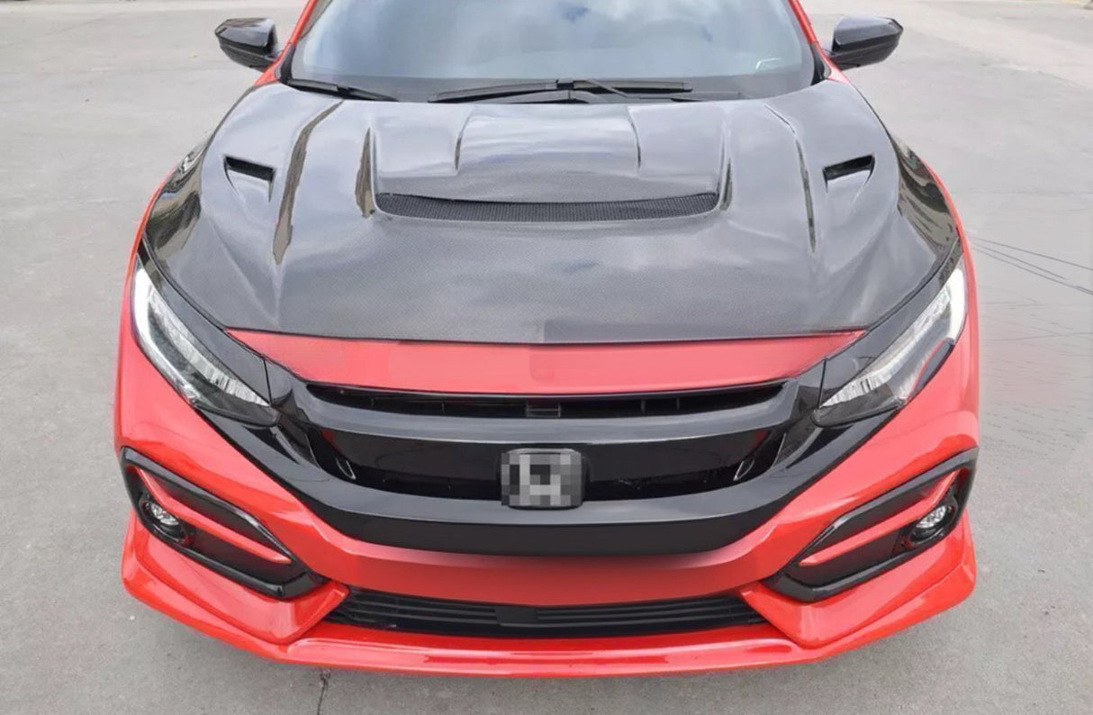 16-21 HONDA ALL CIVIC 2/4/5DR HATCH TYPE-R VARIS STYLE CARBON FIBER HOOD