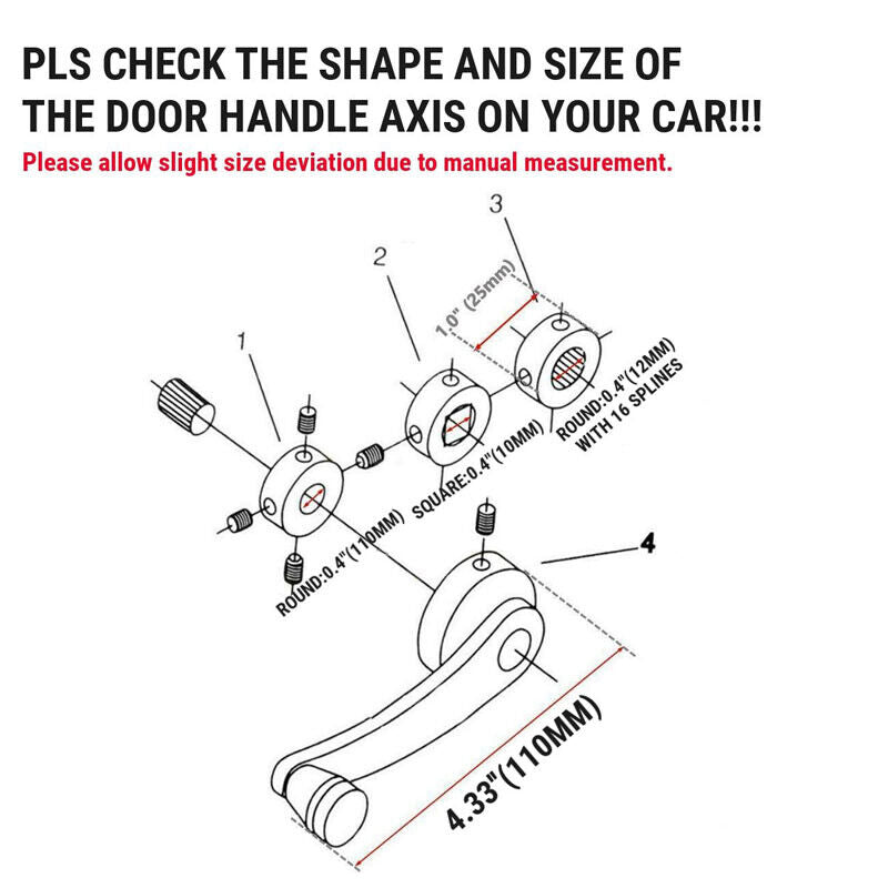 88-00 HONDA CIVIC Window Winder Crank Car Manual Door Handle Knob Set