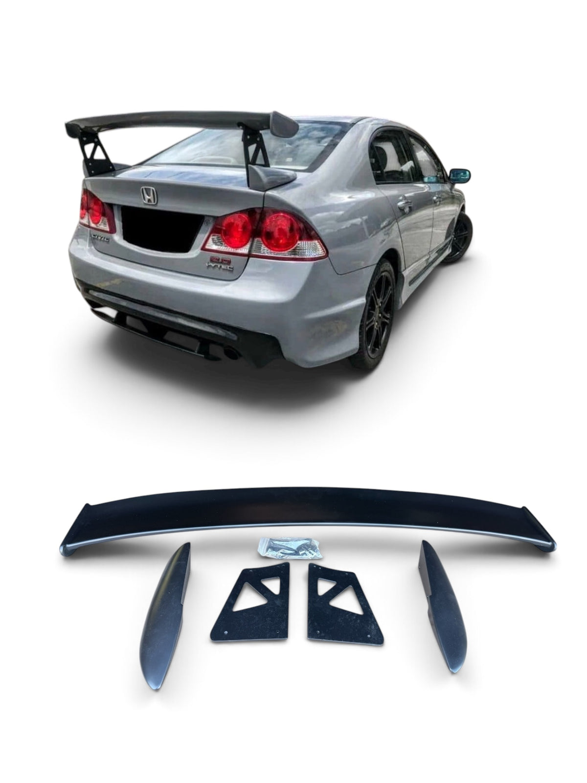 06-11 HONDA CIVIC 4DR TYPE-R MUGEN WING SPOILER PLASTIC MATTE BLACK
