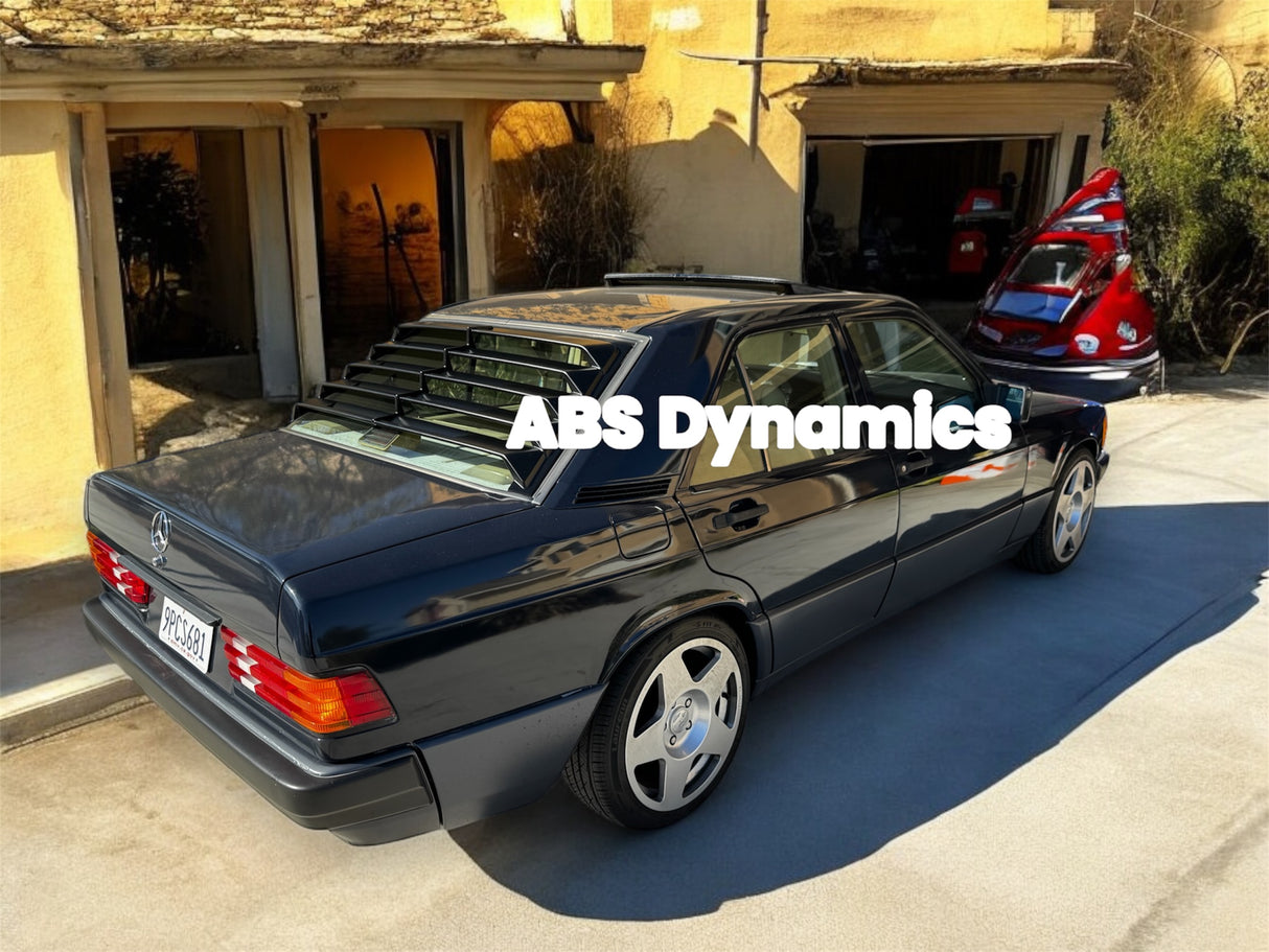 82-93 MERCEDES 190E W201 REAR WINDOW GLASS LOUVER EURO SPEC PLASTIC BLACK