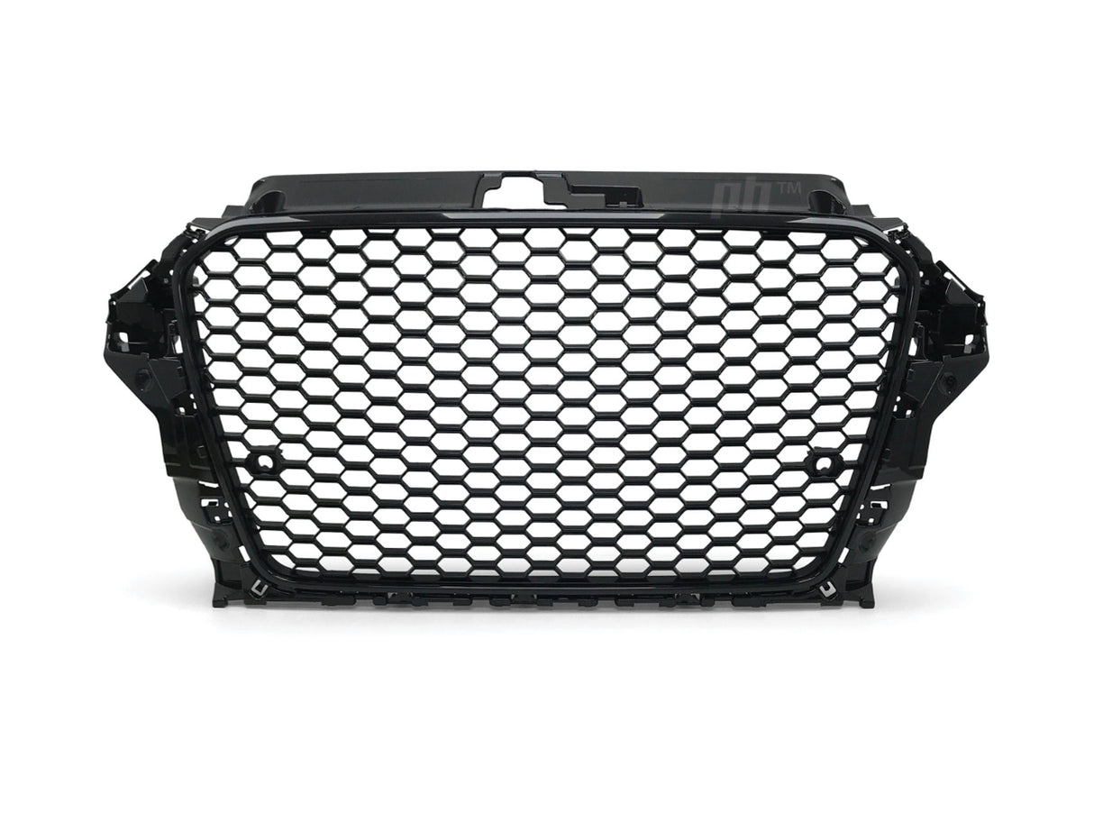 14-16 AUDI A3 S3 8V W/ SENSOR HOLDER RS3-STYLE BADGELESS FRONT GRILL (BLACK)