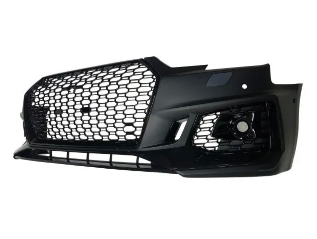 17-19 AUDI A4 S4 B9 RS4-STYLE FRONT BUMPER COVER W/ GRILLE (GLOSS BLACK)