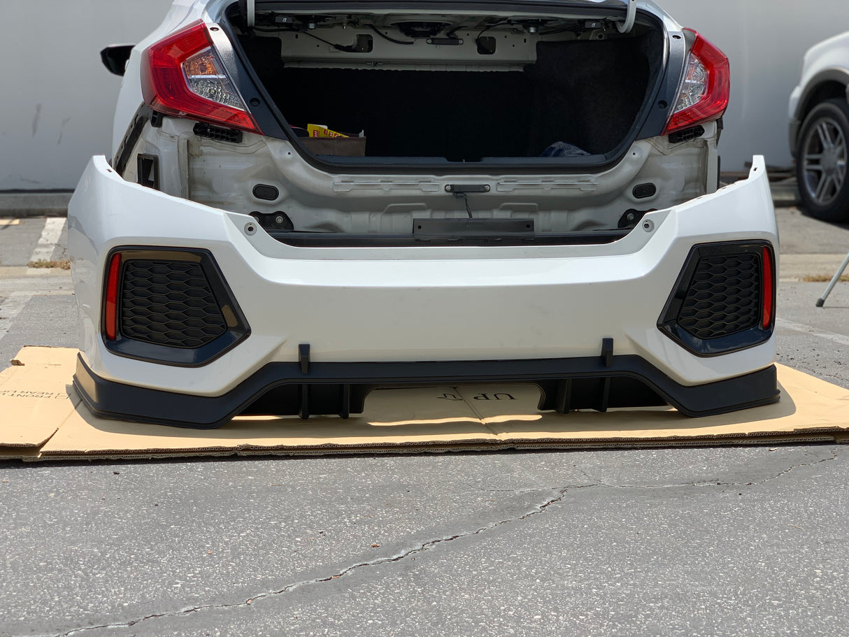 17-20 HONDA CIVIC 10 GEN 4D Si TYPE-R STYLE REAR LIP DIFFUSER PP MATTE CARBON LOOK