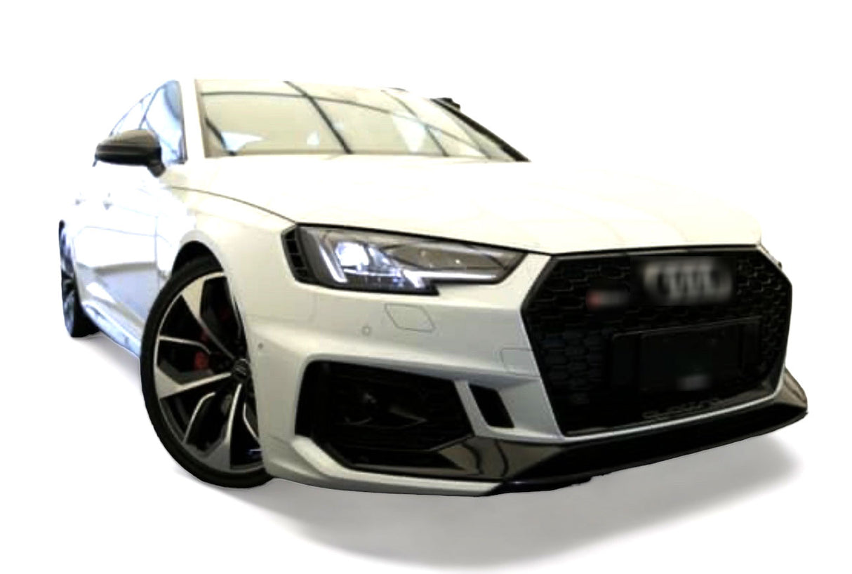 17-19 AUDI A4 S4 B9 RS4-STYLE FRONT BUMPER COVER W/ GRILLE (GLOSS BLACK)