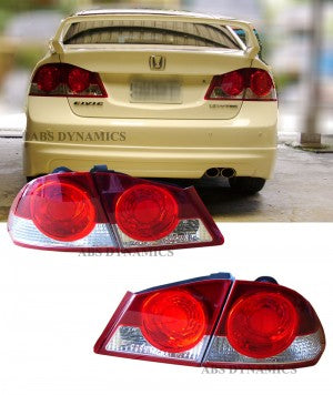 06-11 HONDA CIVIC 4D TAIL LIGHT JDM CSX RED & CLEAR SET