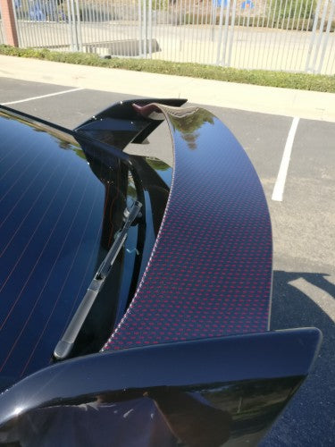 17-20 HONDA CIVIC 5DR TYPE-R REAR TRUNK LID SPOILER WING RED+BLACK CARBON FIBER CENTER & UNPAINT SIDE WING