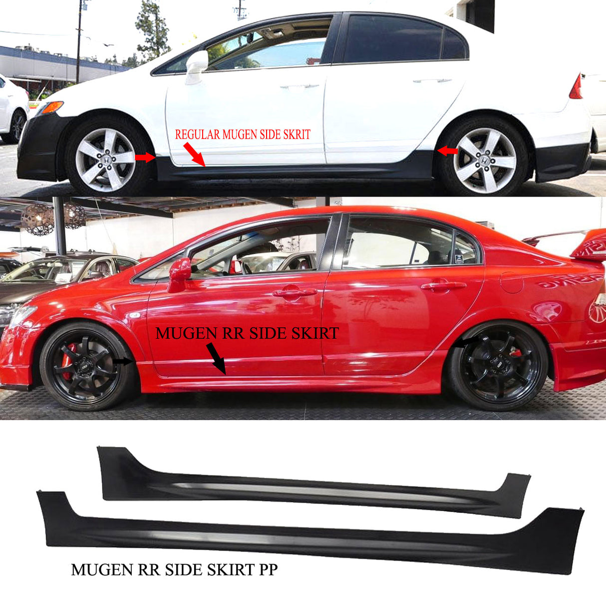 06-11 HONDA CIVIC 4DR JDM MUGEN RR SIDE SKIRT SET 2PCS W/ PP