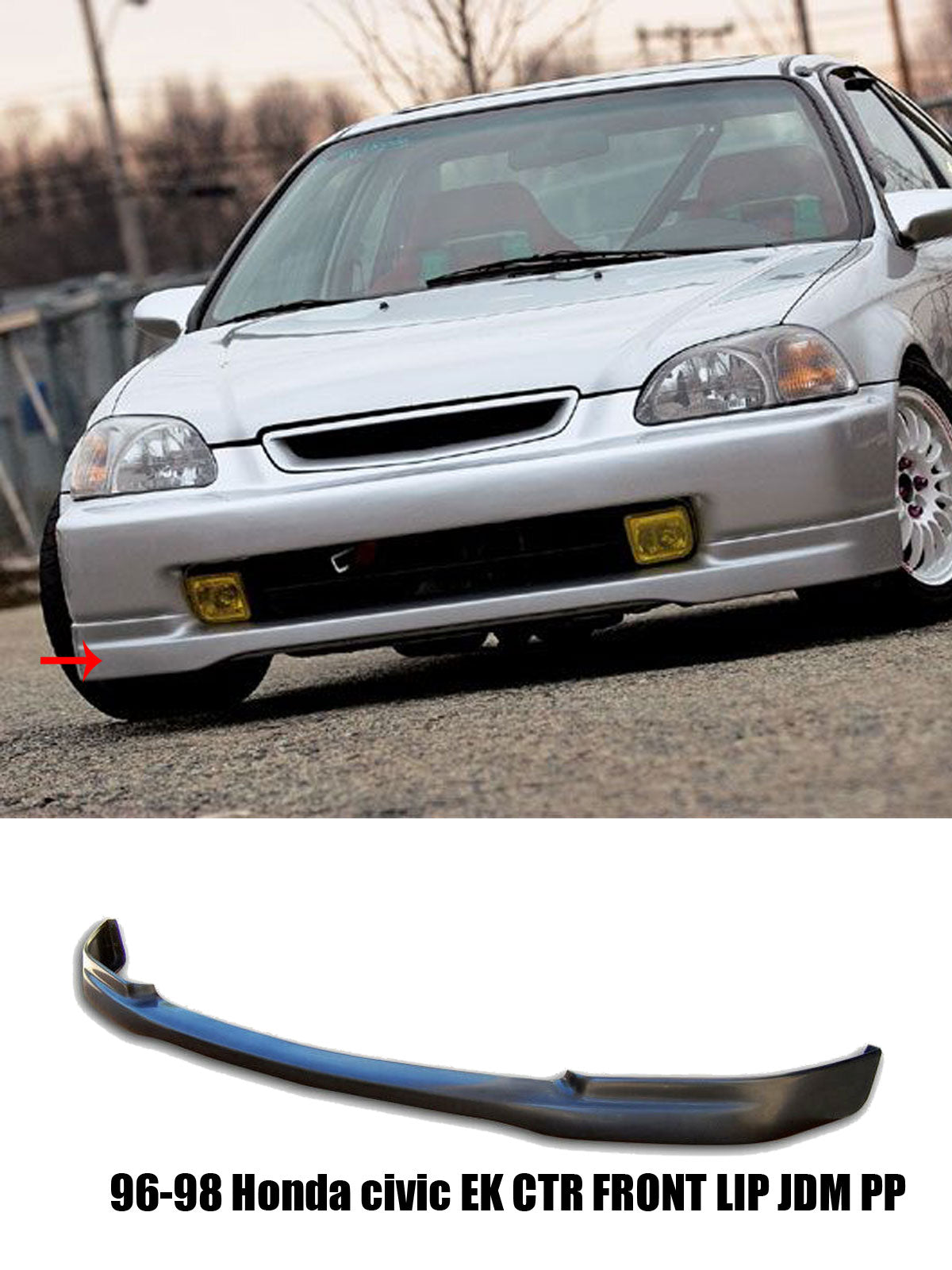 96-98 HONDA CIVIC 2/3/4DR JDM CTR FRONT BUMPER BOTTOM LIP (PP)
