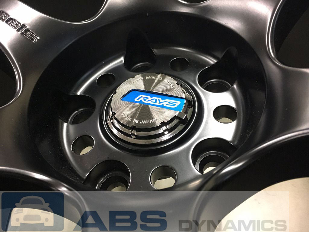 RAYS GRAM LIGHTS GL WHEELS CENTER CAPS BLACK CHROME WITH BLUE (SET OF 4)