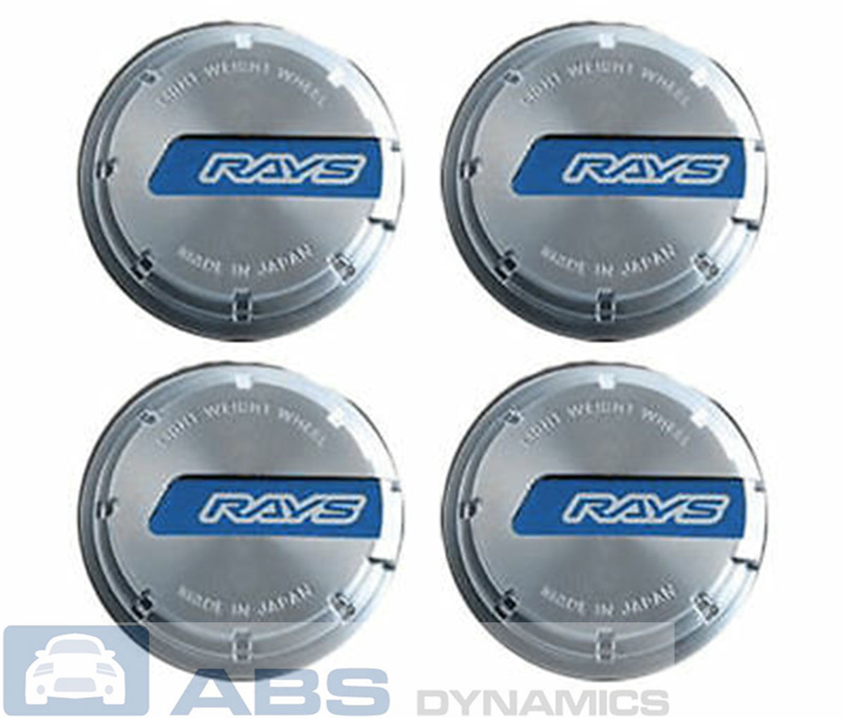 RAYS GRAM LIGHTS GL WHEELS CENTER CAPS BLACK CHROME WITH BLUE (SET OF 4)