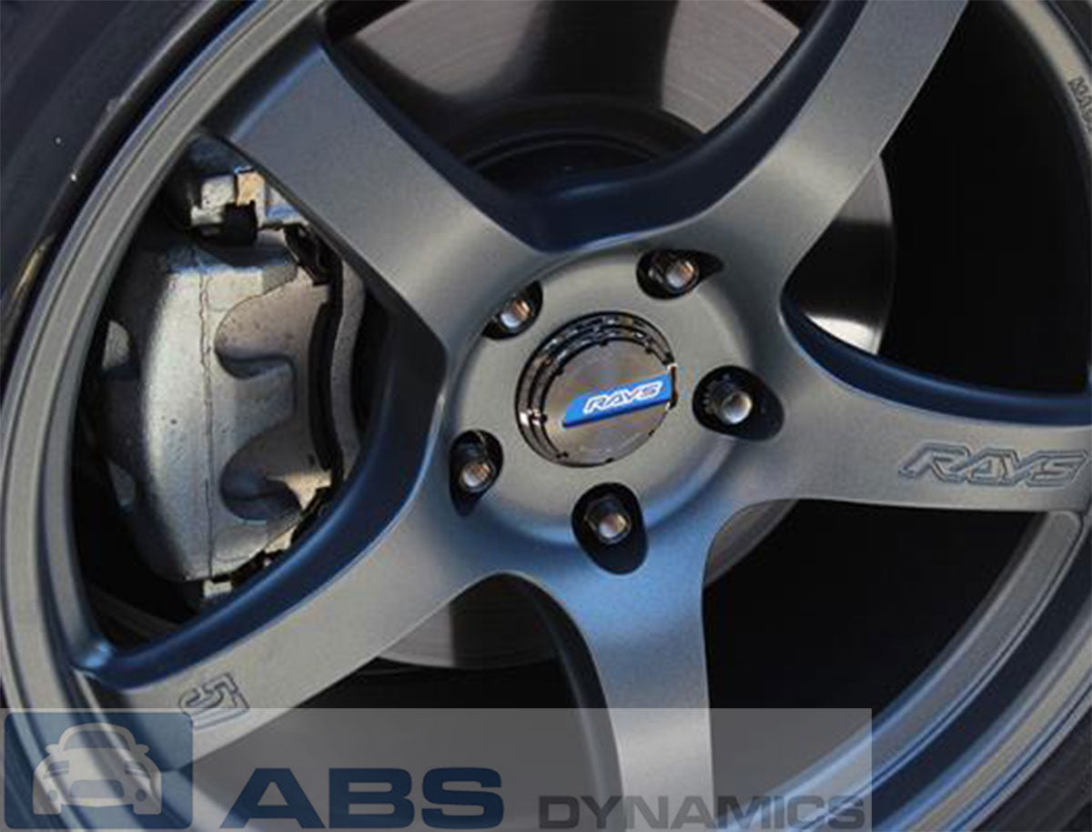 RAYS GRAM LIGHTS GL WHEELS CENTER CAPS BLACK CHROME WITH BLUE (SET OF 4)