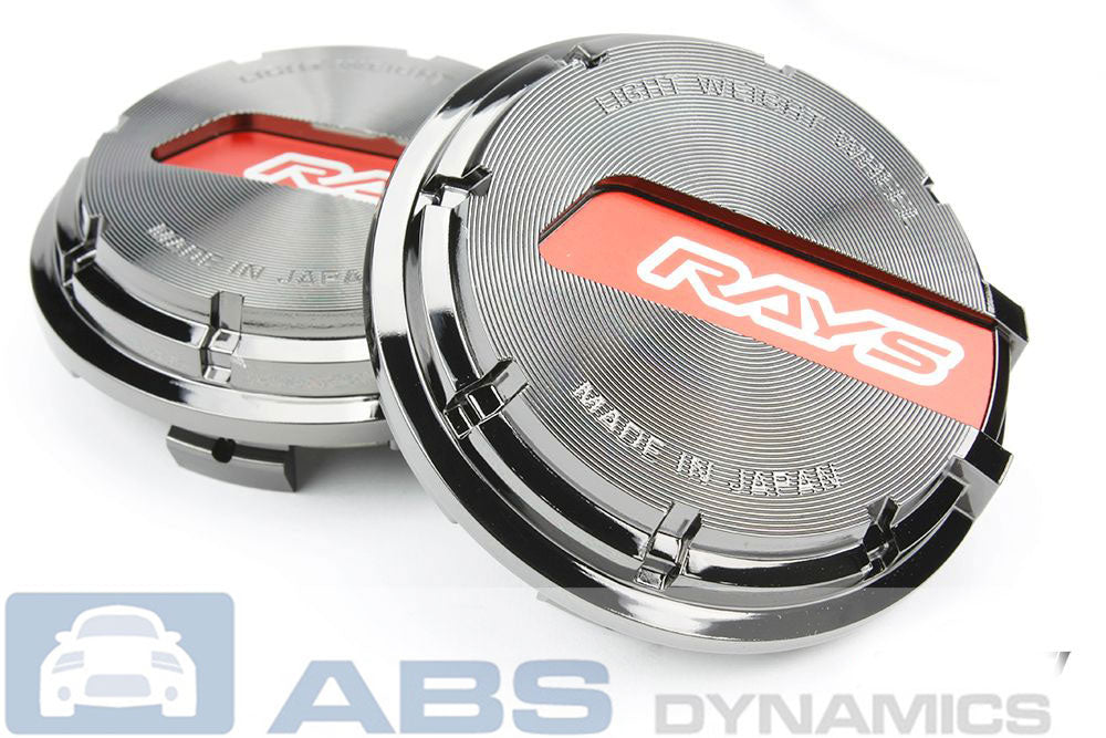 RAYS GRAM LIGHTS GL WHEELS CENTER CAPS BLACK CHROME WITH RED (SET OF 4)