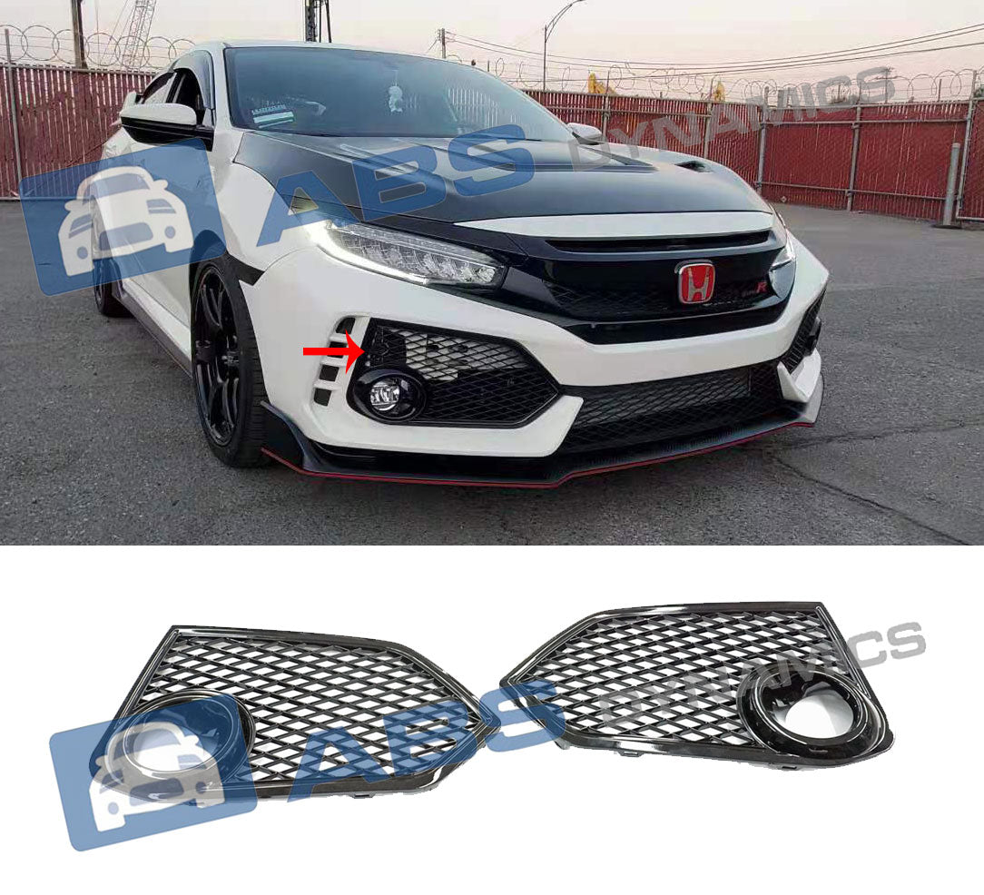 17-21 Honda Civic Type-R FK8 only. OPEN MESH FOG LIGHT COVER (GLOSS BLACK)