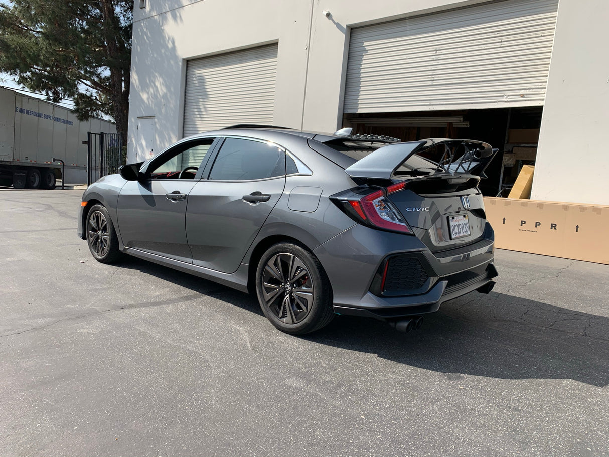 19-21 HONDA CIVIC 5DR TYPE-R REAR TRUNK LID SPOILER PLASTIC (Fine Polish Metal Metallic NH737M + Gloss Black Center)