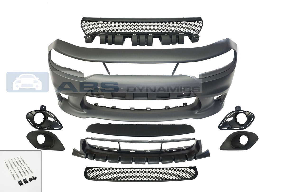 15-21 DODGE CHARGER SRT-8 HELLCAT STYLE FRONT BUMPER W/ GRILL W/ FOGLIGHT COVERS