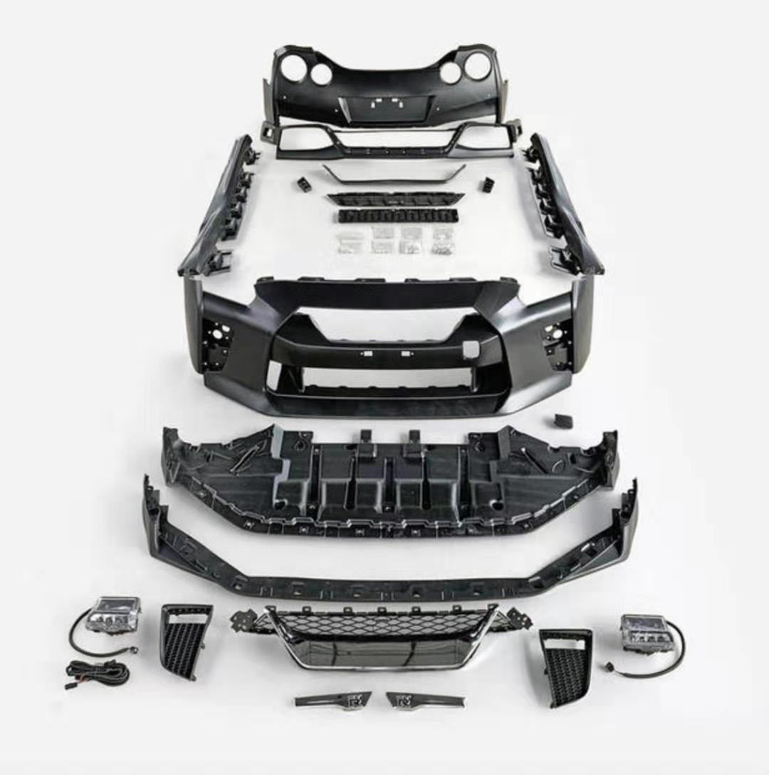 09-19 NISSAN GTR 17 FACELIFT FRONT BUMPER + DRL KIT, REAR BUMPER AND SIDE SKIRT FULL BODY KIT PP