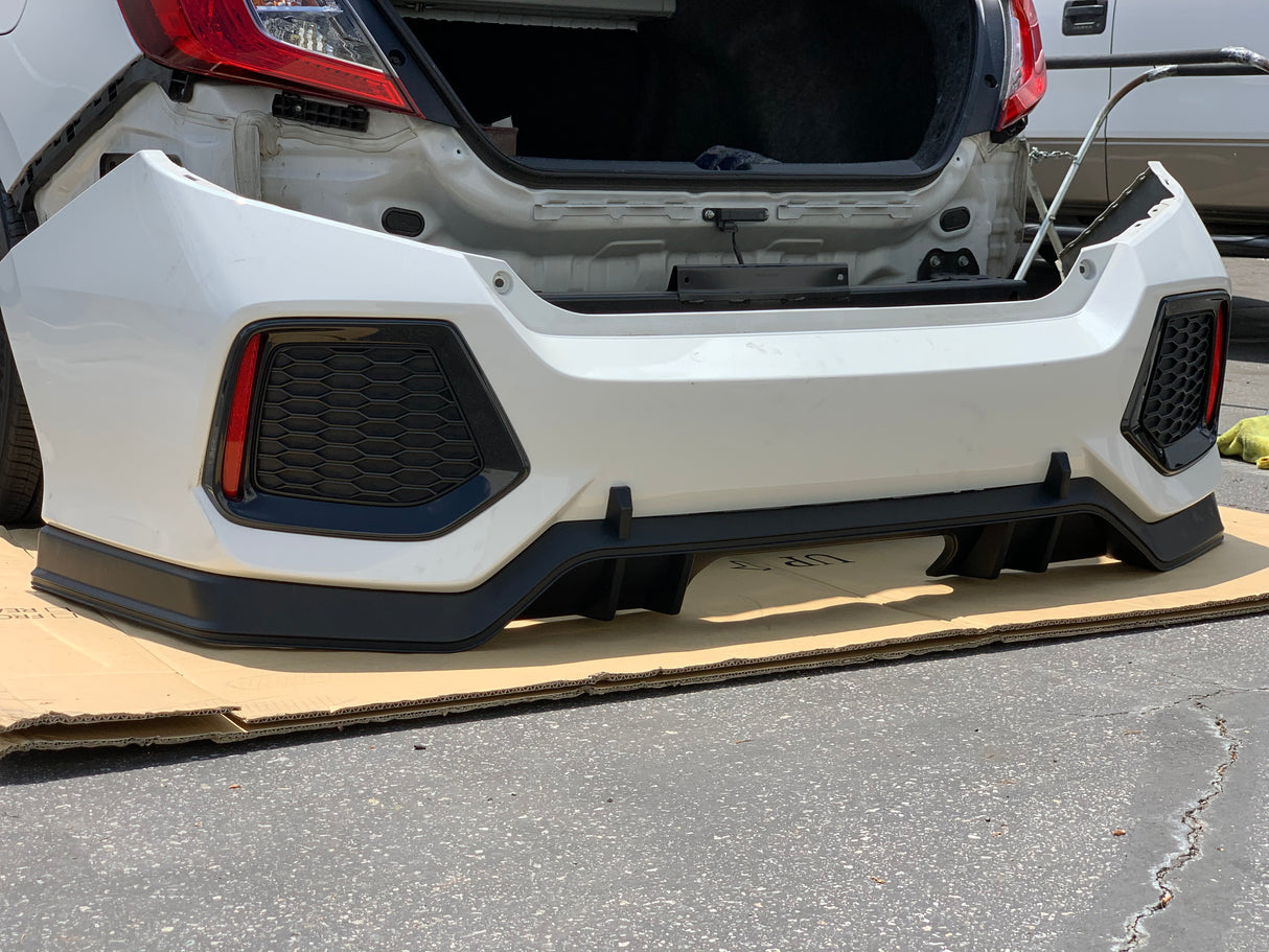 17-20 HONDA CIVIC 10 GEN 4D Si TYPE-R STYLE REAR LIP DIFFUSER PP UNPAINT ()