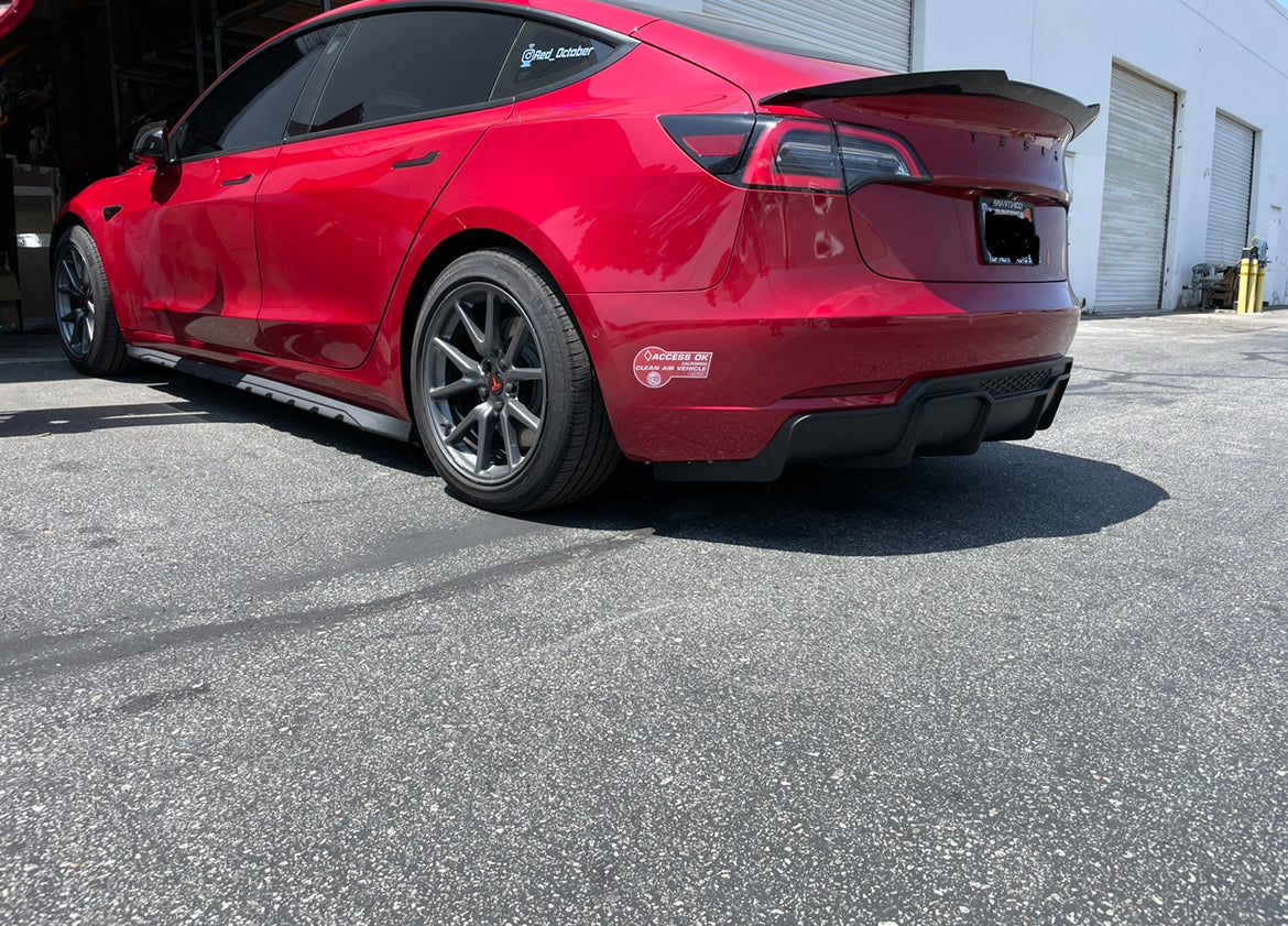 17-22 TESLA MODEL 3 H1 STYLE REAR DIFFUSER UNPAINT BLACK PP