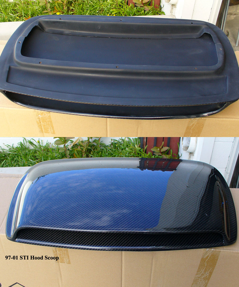 97-00 Impreza GC8 STI STYLE CENTER HOOD SCOOP W/ CARBON FIBER