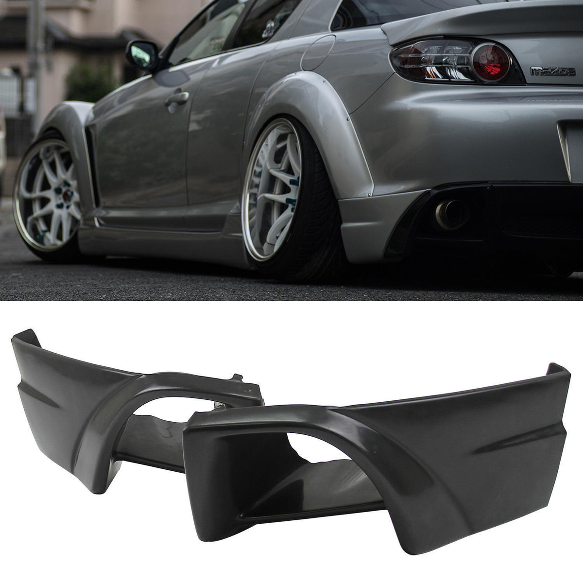 04-08 MAZDA RX-8 TYPE SPORT PU REAR BUMPER VALANCE LIP 2PCS PU – ABS ...