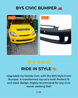 99-00 Honda Civic Back Yard Special Style Front Bumper BYS Style (PP) PLASTIC UNPAINT