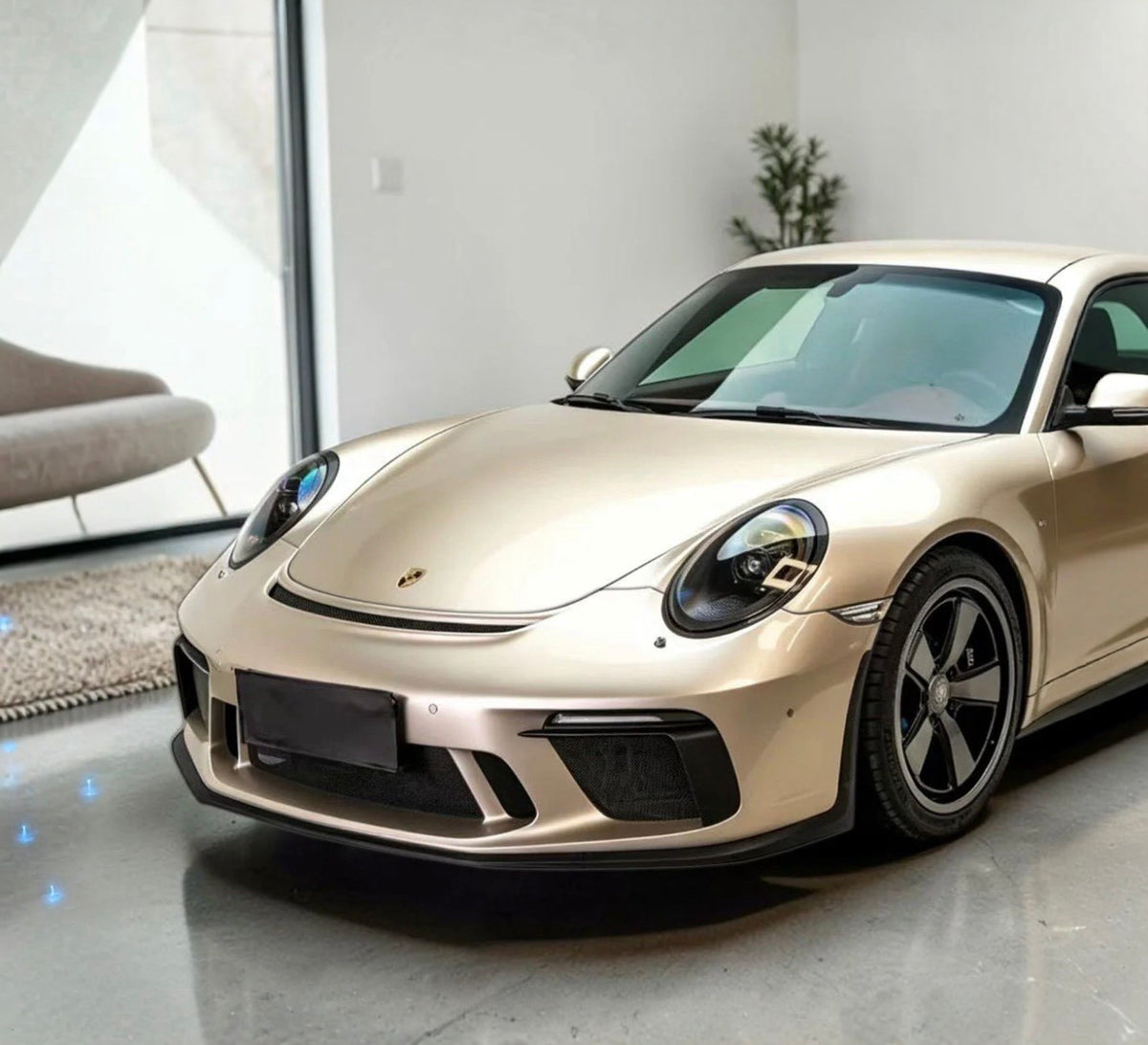 For 2012-2019 Porsche 991 991.2 GT3 Style Front Bumper (with Headlight Washer Holes and DRL)