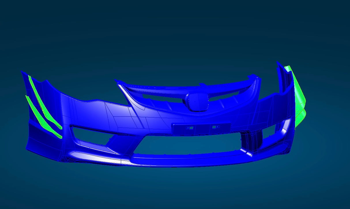 06-11 HONDA CIVIC 4DR FRONT BUMPER SIDE SPLITTER 4PCS (ONLY FOR TYPE-R AND RR FRONT BUMPER USE)