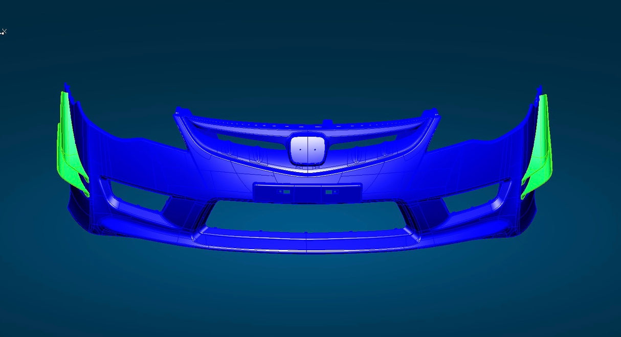 06-11 HONDA CIVIC 4DR FRONT BUMPER SIDE SPLITTER 4PCS (ONLY FOR TYPE-R AND RR FRONT BUMPER USE)