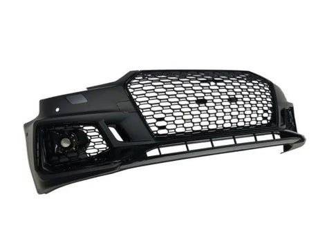 17-19 AUDI A4 S4 B9 RS4-STYLE FRONT BUMPER COVER W/ GRILLE (GLOSS BLACK)