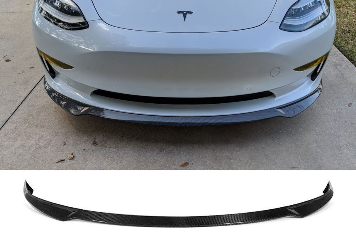 17-19 TESLA MODEL 3 I-STYLE FRONT LOWER BUMPER SPLITTER CARBON FIBER