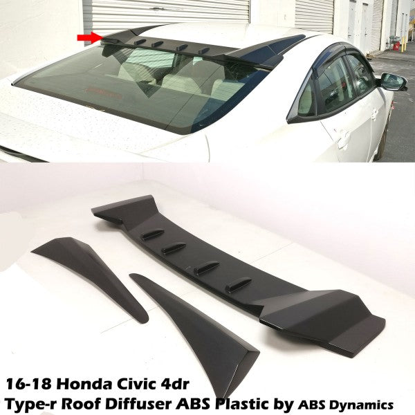 16-20 HONDA CIVIC 4DR TYPE-R STYLE ROOF SPOILER+VORTEX GENERATOR