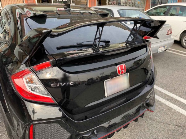 17-20 HONDA CIVIC 5DR TYPE-R REAR TRUNK SPOILER ADD ON STABILIZER V1 W/HOLES SET BLACK