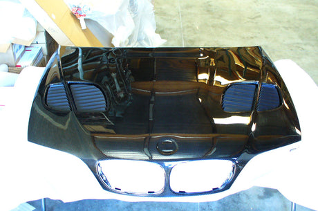 2001-2006 BMW M3 GTR STYLE CARBON FIBER HOOD WITH VENT TRAY