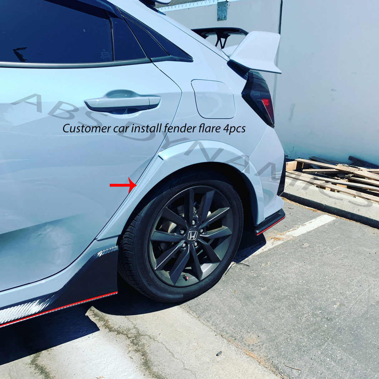 17-21 Honda Civic 5dr Hatch Type-R Style Rear Fender Flare add-on Unpaint