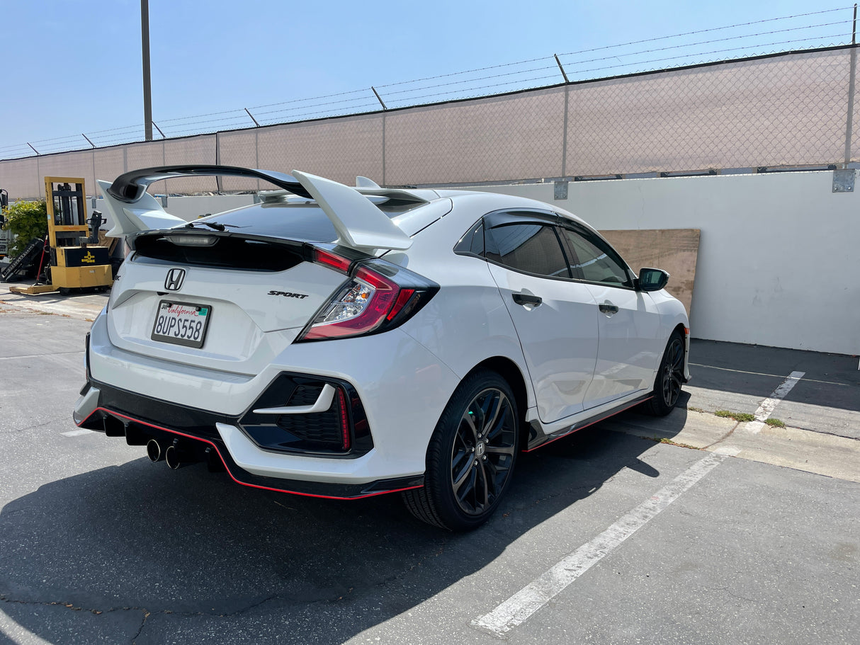 17-21 HONDA CIVIC 5DR TYPE-R REAR TRUNK LID SPOILER PLASTIC (White Orchid NH788P + Gloss Black Center)
