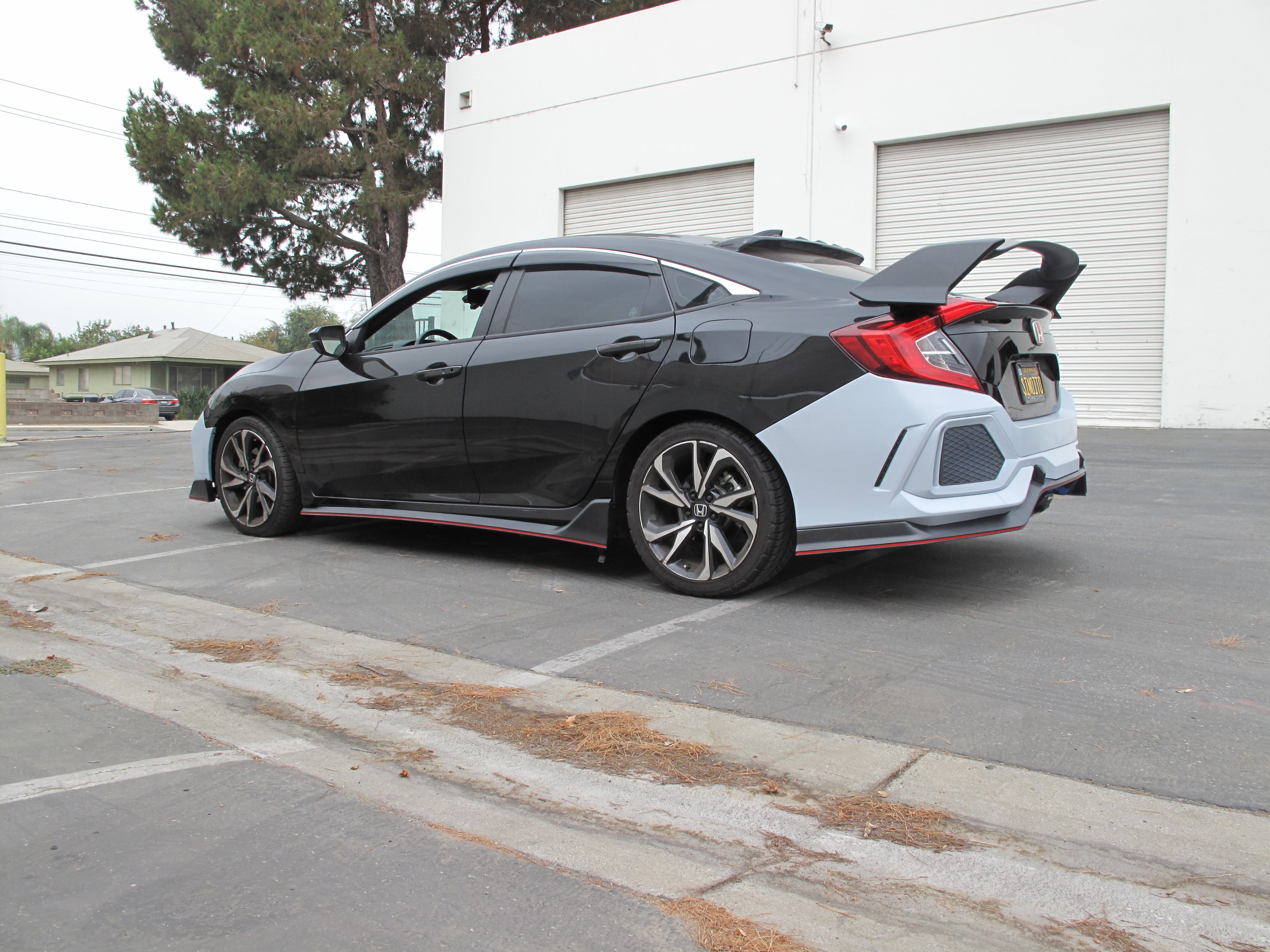 16-20 HONDA CIVIC 4DR TYPE-R STYLE REAR BUMPER COVER + REAR DIFFUSER ...