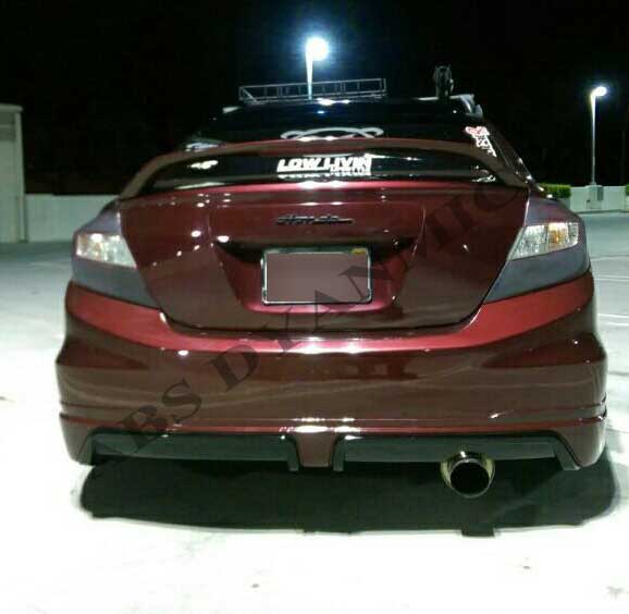 Mugen Style Rear Trunk Spoiler For 2012-2015 Honda Civic 4-Door Sedan - Matte Black, Unfinished ABS Plastic