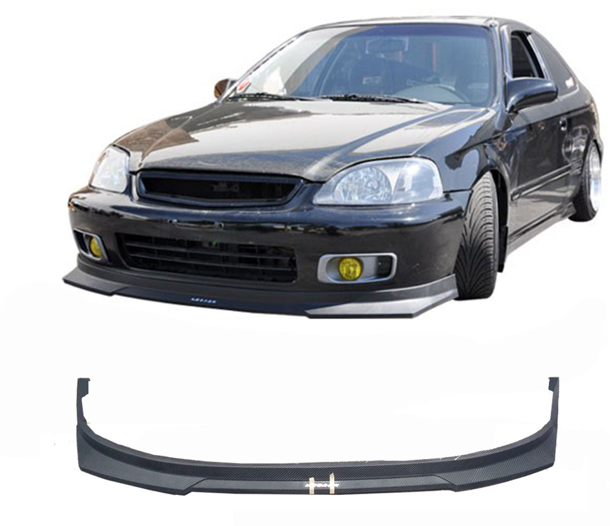 99-00 HONDA CIVIC HC1 FRONT BUMPER LOWER LIP SPOILER (PP) CARBON ACCENT