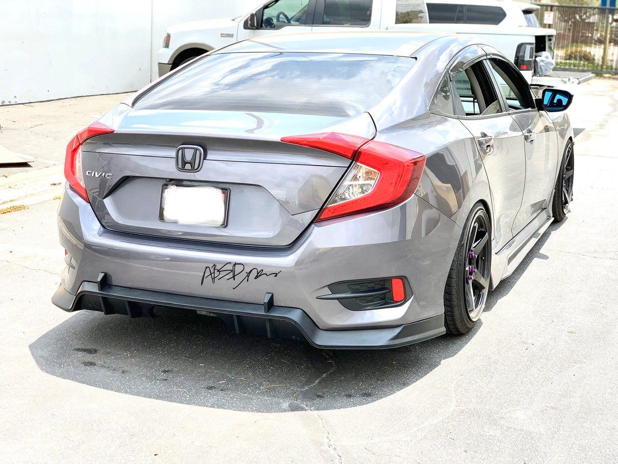 16-20 HONDA CIVIC FK1 10 GEN 4D ALL TYPE-R STYLE REAR DIFFUSER PP UNPAINT
