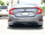 Rear view of a Honda Civic with a Type-R style unpainted rear bumper diffuser.